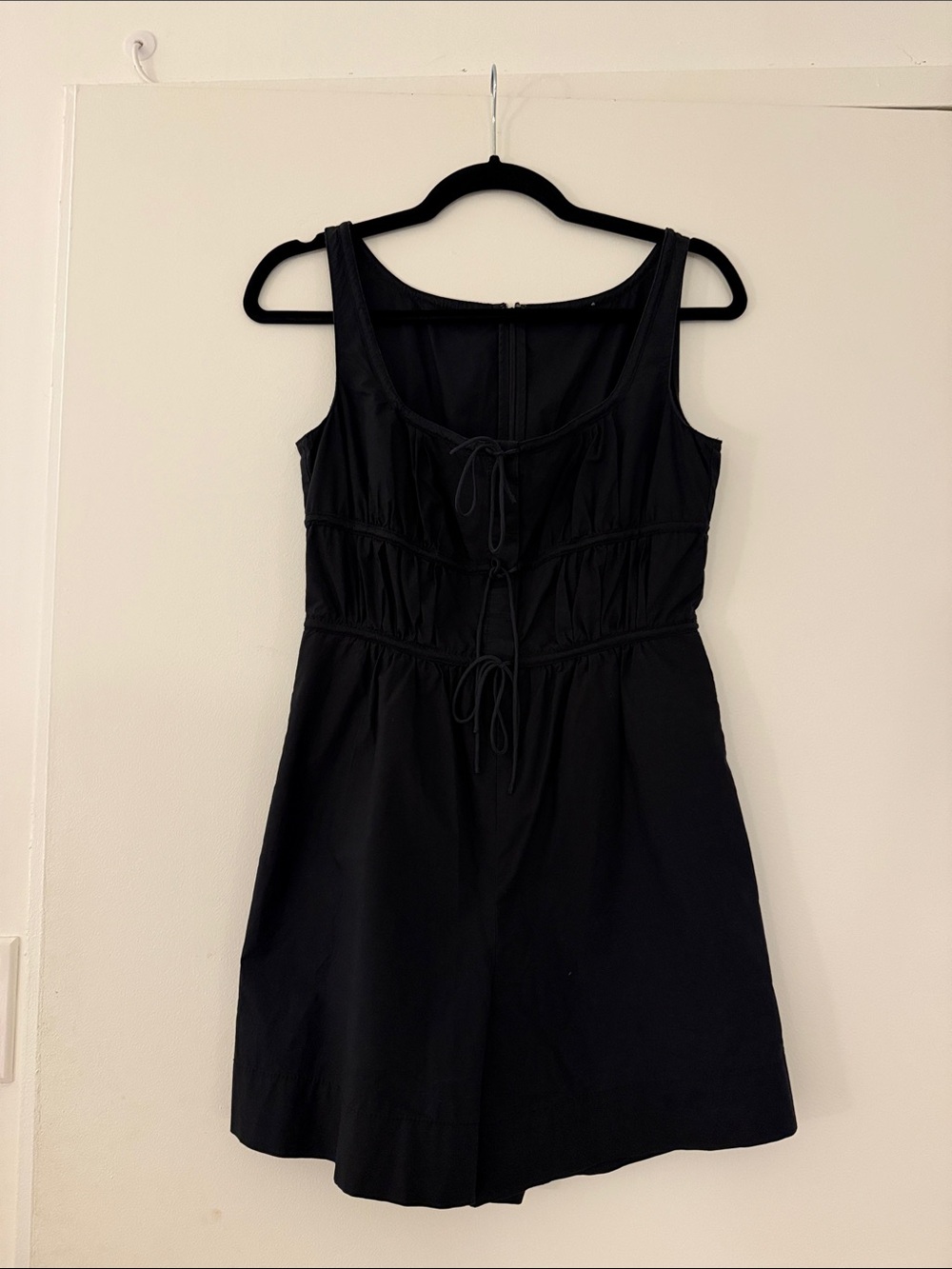 Rebecca Taylor Black Sleeveless Tie-Front Romper